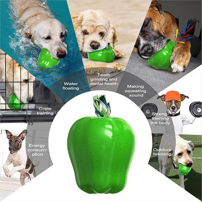 Large Size Green Apple Squeaky Dog Toy for Medium/Large Aggressive Chewers Breeds Dogs Durable Bouncy Squeak Ball