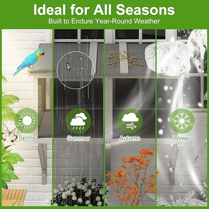 PetsCosset Cat Window Box Catio Outdoor Cat Enclosure for Sunbathing, Napping & Bird Watching, Sturdy Window Perch for Indoor Cats for Apartments, Keeps Insects Out, All-Weather Use, Grey