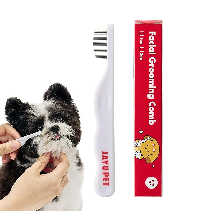 JAYU PET Facial Grooming Comb - Dog Eye Combs, Stress-free Eye Gunk Remover for Dogs & Cats, Pet Facial Brush, Cat Grooming Kit, Stainless Steel Deshedding Comb (1ea)