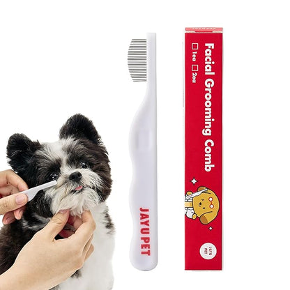 JAYU PET Facial Grooming Comb - Dog Eye Combs, Stress-free Eye Gunk Remover for Dogs & Cats, Pet Facial Brush, Cat Grooming Kit, Stainless Steel Deshedding Comb (1ea)