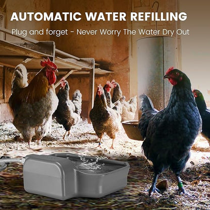 PETIMI Automatic Dog Water Dispenser, 1 Gallon Auto-Fill Dog Water Bowl Dispenser for Indoor/Outdoor, Large Water Feeder for Pets & Livestock, Fits GHT 3/4" Faucet, BPA Free, Easy to Clean, Gray