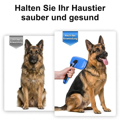 Self Cleaning Slicker Brush for Dog, Cat, Skin Friendly Shedding & Grooming Tool for Long and Short Haired Pets, Easy Clean Retractable Bristles, Blue