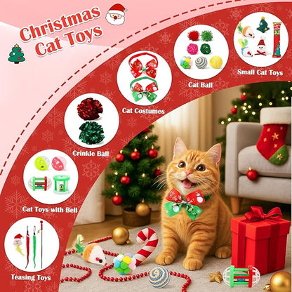 Mity rain Cat Advent Calendar 2025 with 24 Days of Surprises, Christmas Cat Toys with Cat Bowies, Bells, Mice, Catnip, Feather Toys, Xmas Fun Gifts for Cats Lovers