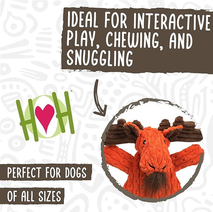 HuggleHounds Flatties - Dog Plush Toys to Keep Them Busy, Squeaky Crinkle Pet Toy for Medium and Large Dogs, Durable Stuffed Animal Toy - Morris Moose HuggleFlatties, Large