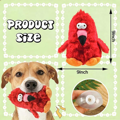 Squeaky Dog Toys Durable Stuffed Bird Dog Toys with Unique Squeak Sounds to Keep Dogs Busy, Cute & Funny Interactive Puppy Chew Toys for Small, Medium and Large Dogs(Red Parrot)
