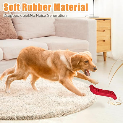 Dog Chew Stick Toy,Interactive Treat Dispensing Puppy Toys,Durable Safe Rubber Teeth Clean Dog Puzzle Slow Feeder for Aggressive Chewers Large Medium Breeds (Yellow+Red)