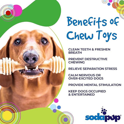 SodaPup Honey Bone – Durable Dog Chew Toy Made in USA from Non-Toxic, Pet Safe, Food Safe Nylon Material for Mental Stimulation, Clean Teeth, Fresh Breath, Problem Chewing, Calming Nerves, & More