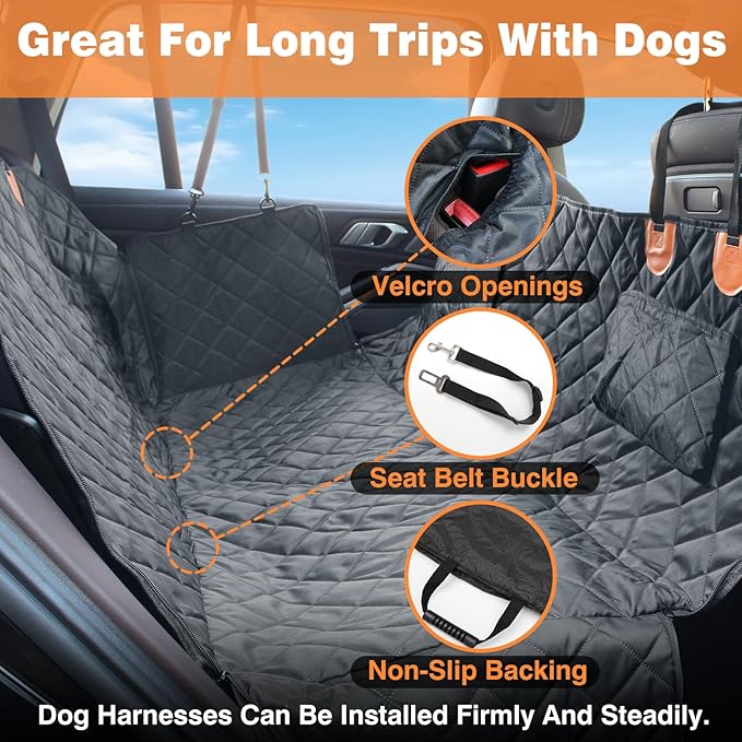 Car Hammock for Dogs Back Seat – 100% Waterproof Heavy Duty 600D Oxford Dog Backseat Cover, Scratch-Proof & Nonslip Dog Hammock for Car, Multi-use Back Seat Dog Hammock, and for Trucks & SUVs