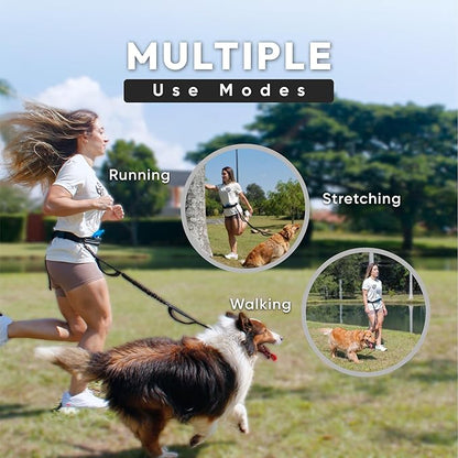 Bond - Blue Dog Running Leash Hands Free with Pouch, Hands Free Leash for Large Dogs, Pet Lead Running Belt for Walking & Canicross Belt, Includes Waist Jogging Fanny Pack & Pet Car Seat Belt Safety