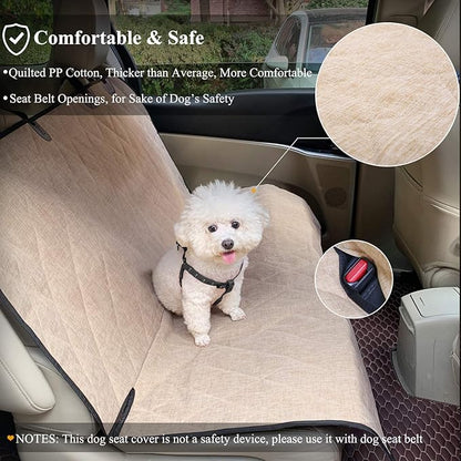 VIVAGLORY Dog Seat Cover Quickcover Seat Protector for Dog, Backseat Cover for Car SUV & Truck, Back Rear Backseat Bench Protector, Large, Heather Khaki