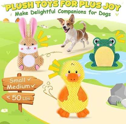 XIUGOAL Dog Toys to Keep Them Busy, 3 Pack No Stuffing Interactive Dog Toys with Crinkle, Squeaky Puppy Chew Toys for Small, Medium Breeds