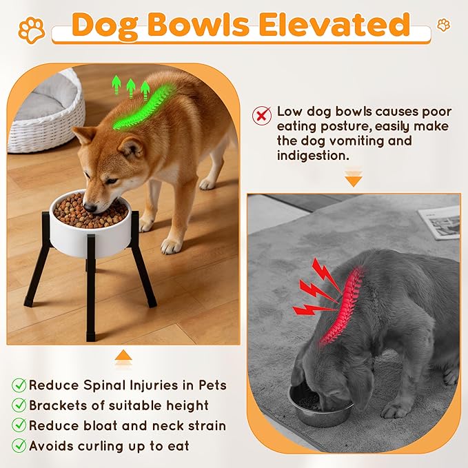 Raised Dog Bowl Stand Medium-Sized Dogs with Adjustable Width (7-10.6"),Single Food and Water Stand Feeder(Bowls Not Included)
