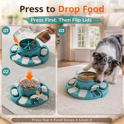 KADTC 2 Levels of Challenge - Dog Puzzle Feeder Toy - U.S. Brand - Design Push-to-Release Treat Dispenser for Small Medium Large Dogs Boredom Buster, Puppy Mental Stimulation Enrichment Puzzles Toys