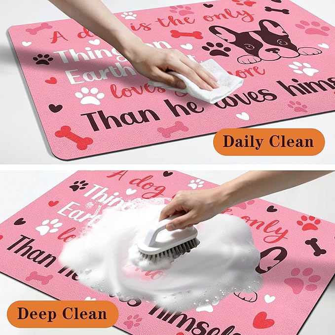 Pet Feeding Mat for Floors Waterproof Dog Mat for Food and Water Absorbent Quick Dry Non Slip mat for Cat Bowls