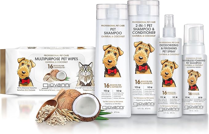 GIOVANNI Professional Pet Deodorizing & Finishing Pet Spray - Oatmeal & Coconut Helps Neutralizes Odors, Silkens, Freshens Fur - 10 oz