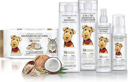 GIOVANNI Professional Pet Deodorizing & Finishing Pet Spray - Oatmeal & Coconut Helps Neutralizes Odors, Silkens, Freshens Fur - 10 oz