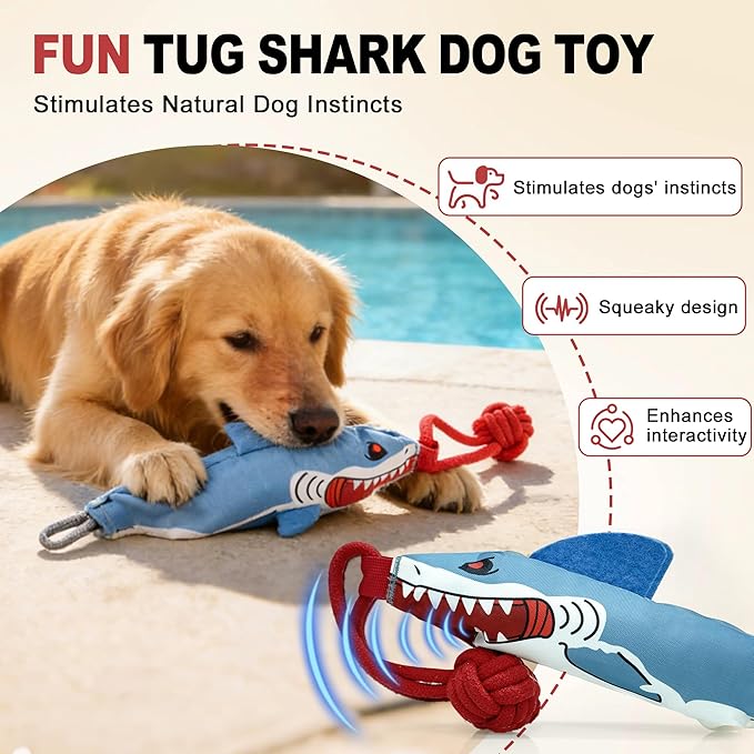 Dog tug of war Toy with Handle,Interactive Dog Pull Toy to Keep Them Busy with Squeak, Multifunctional Combination tug Toy with chew Ball