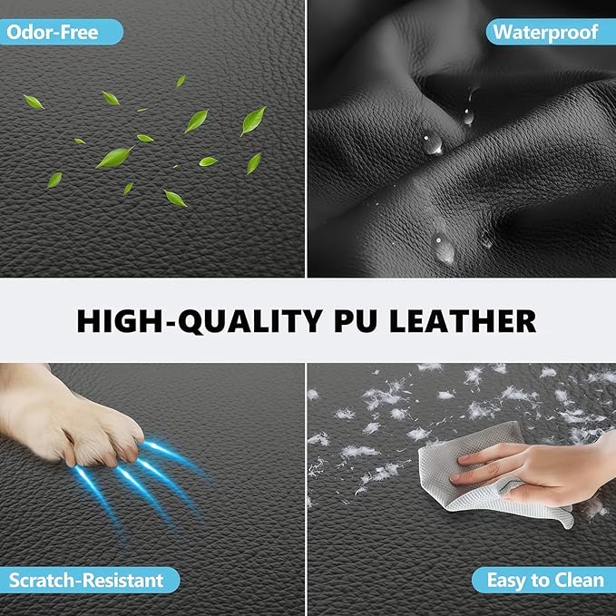 Backseat Dog Bed, Dog Bed for Car Back Seat, 4in Thick PU Leather Pet Bed for Backseat Extender – Waterproof, Scratch-Proof, Non-Slip, Washable for Full-Size Trucks & Larger SUVs (55"x26.5", Black)