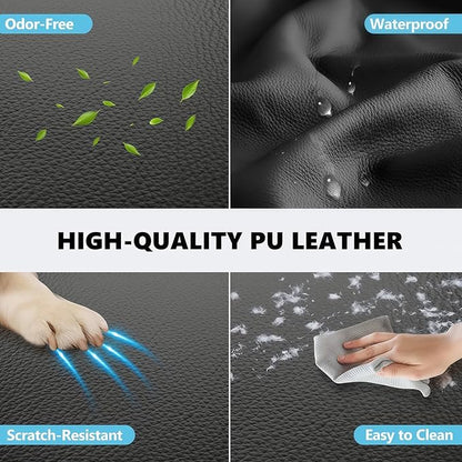 Backseat Dog Bed, Dog Bed for Car Back Seat, 4in Thick PU Leather Pet Bed for Backseat Extender – Waterproof, Scratch-Proof, Non-Slip, Washable for Full-Size Trucks & Larger SUVs (55"x26.5", Black)