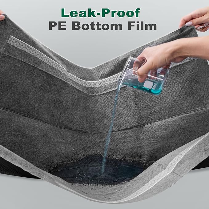 MIZOK 100 Counts Pee Pads for Dogs Charcoal, 28"x30" Large Wee Wee Pads for Dogs, Superior Odor Protection, Super Absorbent & Leak-Proof, Puppy Pads with Adhesive Tabs, Thick & Heavy