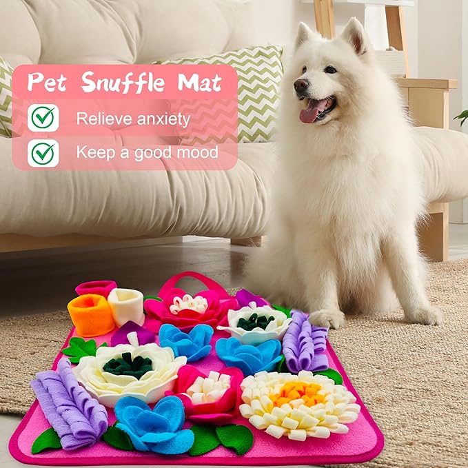 Snuffle Mat for Dogs Sniffing Feeding Mat for Small and Medium Breed Dogs and Cats Non-Slip/Portable/Durable Interactive Puzzle Pet Puppies Toys Encourages Natural Foraging Skills