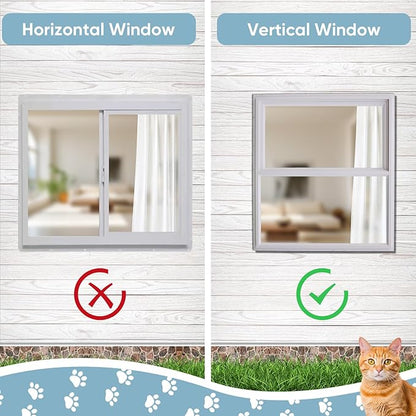 Cat Window Box Weatherproof Catio Outdoor Cat Enclosure Perch with Bug-Proof Wire Grid Fits Double Hung Frames 25.4" to 43.3" Wide Sunbathing Napping Overlooking
