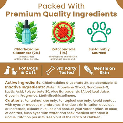Petscy Keto Skin Travel Wipes - Antiseptic Dog Wipes for Paws, Ears, Facial Folds, Underarms & Other Sensitive Areas for Dogs & Cats – Aloe-Infused, Non-Greasy Formula (Travel)
