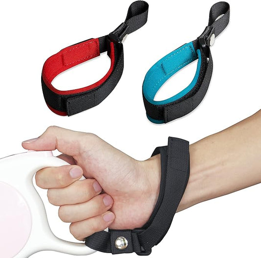 Hands Free Dog Leash Wrist Safety Strap, 2 Pack Soft Comfortable Diving Fabric Dog Leash Wrist Strap for Safe Walking (Blue & Red)