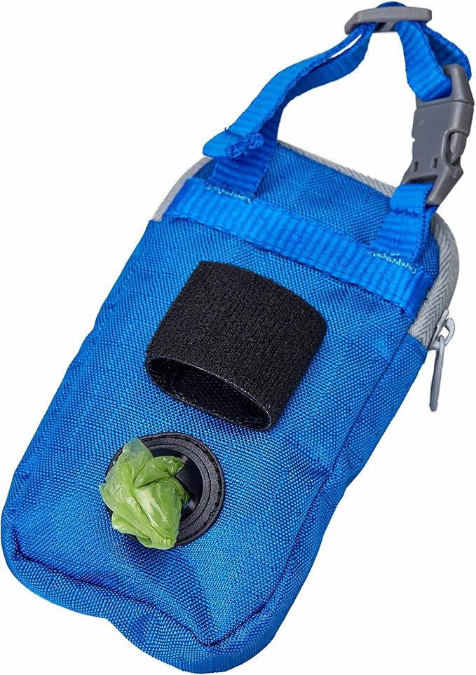 Blueberry Style Blue Dog Waste Bag Dispenser, Dog Poop Bag Holder Leash Attachment, Includes 1 Roll of Free Poop Bags