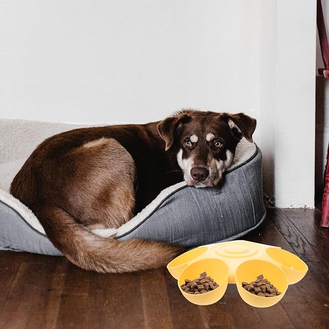 Decorative Pet Food Bowl Flower Design Multi-Puppy Feeder for Cats and Dogs Dining and Treats