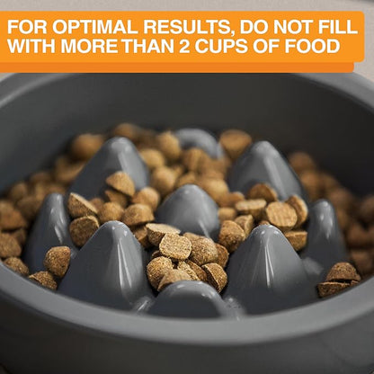 The Niner Slow Feed Bowl - Raised Peaks Slow Down Pets Eating - Fits Elevated Feeders Including Neater Feeder Large Sizes - Gentle on Teeth and Gums - Holds up to 2 Cups (Gunmetal Grey)