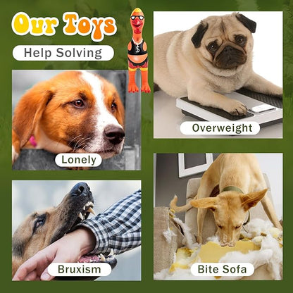 6 Pcs Rubber Chicken Squeaky Dog Toys Screaming Chicken Latex Soft Rubber Chew Molar Toys Interactive Pet Funny Squawkers Cute Dog Gifts for Small Medium Birthday (Cute Style)