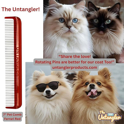 Pet comb for easy mat removal without causing pain to pets (7" Ferrari Red)