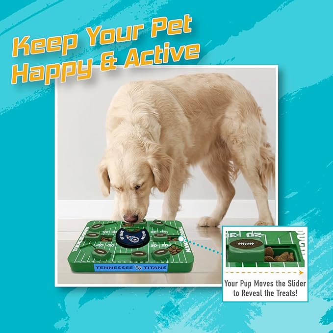 Pets First NFL Tennessee Titans Large Puzzle Toy, New Size, Interactive Dog Treat & Slow Feeding Toy