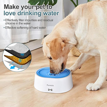 Dog Water Bowl No Spill 2L/70oz Spill Proof Slow Water Feeder for Dogs No Splash Pet Water Bowl Dispenser for Messy Drinkers Vehicle BPA Free