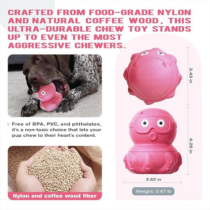 OYR Freeze Bone Dog Toy Interactive Treat Dispensing Chew Toy for Large Aggressive Chewers, Enrichment Puzzle Feeder for Mental Stimulation Reduces Anxiety & Extends Playtime (Pink)