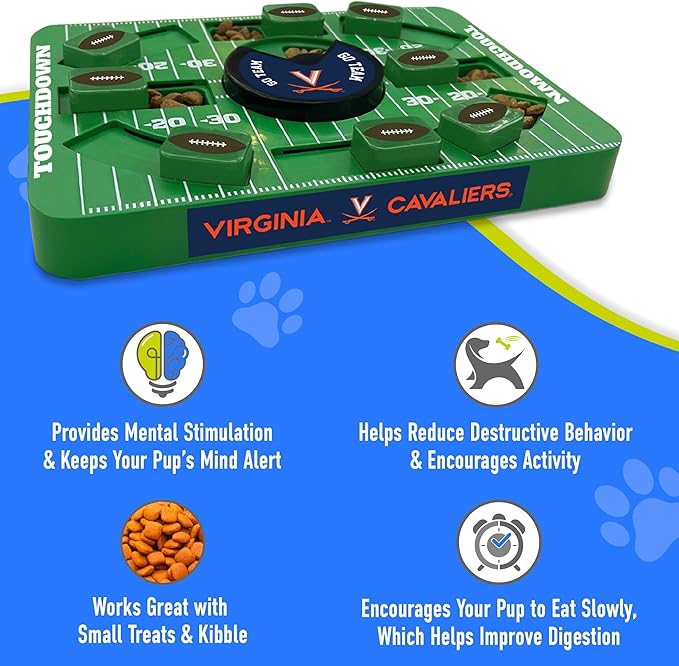 Pets First NCAA Virginia Large Puzzle Toy, Interactive Treat Dispenser, Slow Feeding Toy for Dogs, New Large Size