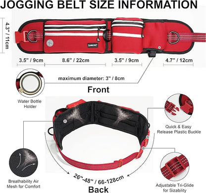 Kruz Hands Free Dog Leash (Waist 26”- 48”, Leash- 1”x 5ft) Premium Waist Belt for Walking, Running & Hike Bungee with Dual Handles, Adjustable Fit, Reflective Safety Design for Large Dogs (Turquoise)