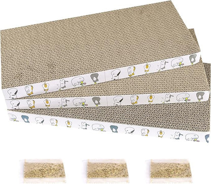 PatiencET Cat Scratcher Cardboard 3 PCS Cat Scratch Pad Reversible Scratcher Texture Design Durable Cat Scratching Pad