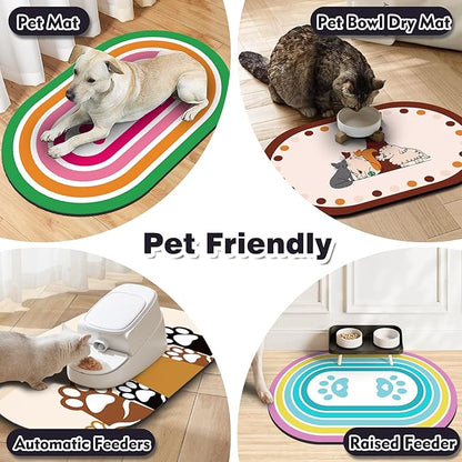 Large Pet Feeding Mat – 28''x17'' Absorbent Dog Mat for Food and Water, Easy Clean Cat Dog Water Bowl Mat, Non-Slip Pet Water Mat Protect Floor, Fit with Automatic Feeders and Double-Bowl