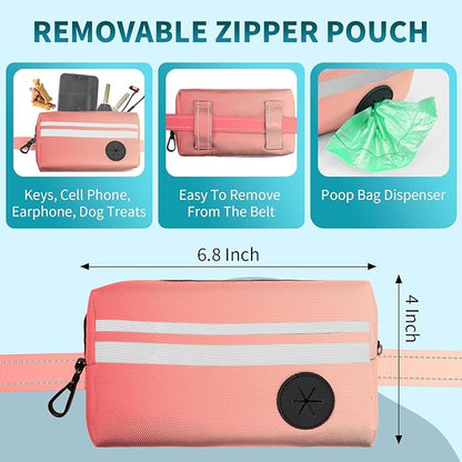 Hands Free Dog Leash with Removable Zipper Pouch, Dual Padded Handles and Durable Bungee for Walking, Jogging and Running Your Dog (Large, 35-140 lbs-Orange