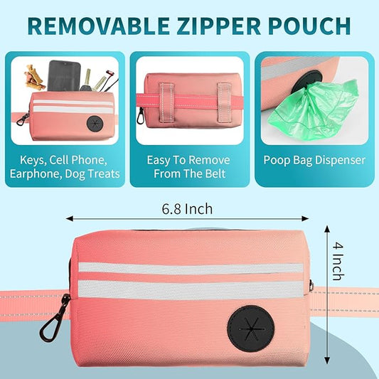Hands Free Dog Leash with Removable Zipper Pouch, Dual Padded Handles and Durable Bungee for Walking, Jogging and Running Your Dog (Large, 35-140 lbs-Orange