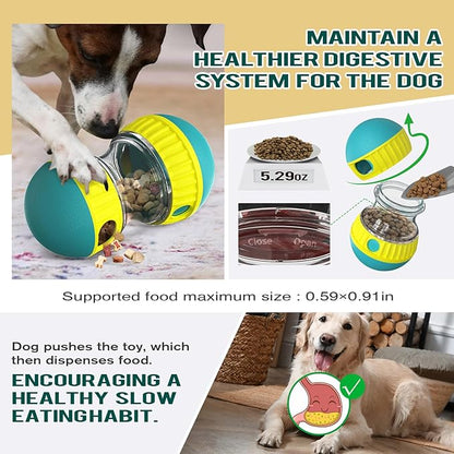 payanwin Dog Interactive Toys, Dog Treat Dispenser＆r Roller Design Dog Food Dispenser Slow Food Dispenser Feeder(Blue)