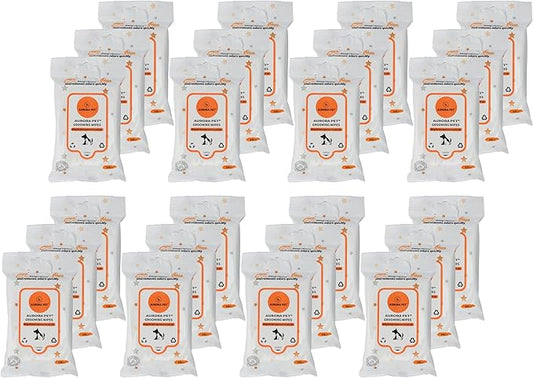 Aurora Pet Wipes – 100% Natural, Plant-Based Hypoallergenic Grooming Wipes for Dogs & Cats (240-Count Travel Pack)