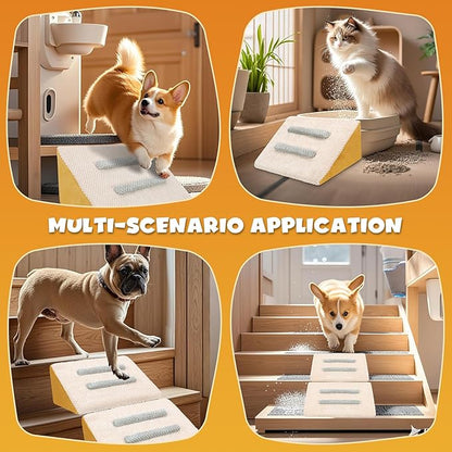 1pack Dog Stairs,Dog Ramp for Stairs Pet Steps with Non-Slip Mat and Anti-Slip Stickers Grippy Carpet Surface for Dog Paws for Any Staircase Pet Ramp for Small Dogs Cats Senior Pets Injured Dogs