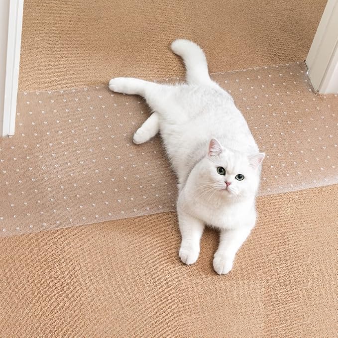 Uross Carpet Protector for Pets - Cat Carpet Protector for Doorway, Anti Scratch Under Door Cat Scratch Protector Mat, Easy to Cut Plastic Scratch Stopper Guard Carpet 3.6FT*2PCS