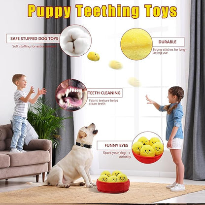 Dog Squeak Toys, 6 Pack Chicken Nugget Dogs Push Toys Interactive Puppy Toys Bark Box Toys Dog Chicken Toy to Keep Them Busy