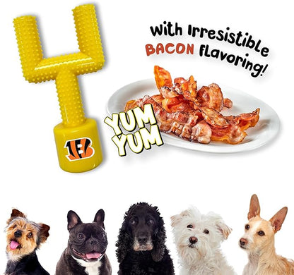 NFL Cincinnati Bengals Mega-Chew Hard Nylon Bacon-Flavored Dog Bone Football Goal Post Chew Toy. Interactive Tasty Fun Dog Chew Toy. Indestructible Strong & Durable Pet Chew Toy. Extra Tough Dog Toys
