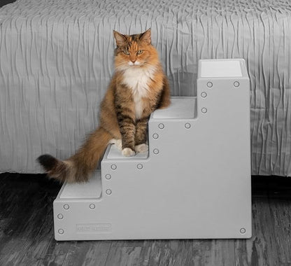 Pet Gear Pet Step IV Pet Stairs for Small Dogs and Cats up to 50 pounds, Lightweight, No Tools Required, 13 Colors to Choose from, New Essential Grey