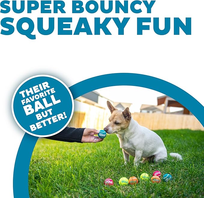Outward Hound Squeaker Ballz – Squeaky Tiny Tennis Balls for Small Dogs Under 15 lbs, Fetch & Training, X-Small (1.5"), 8-Pack
